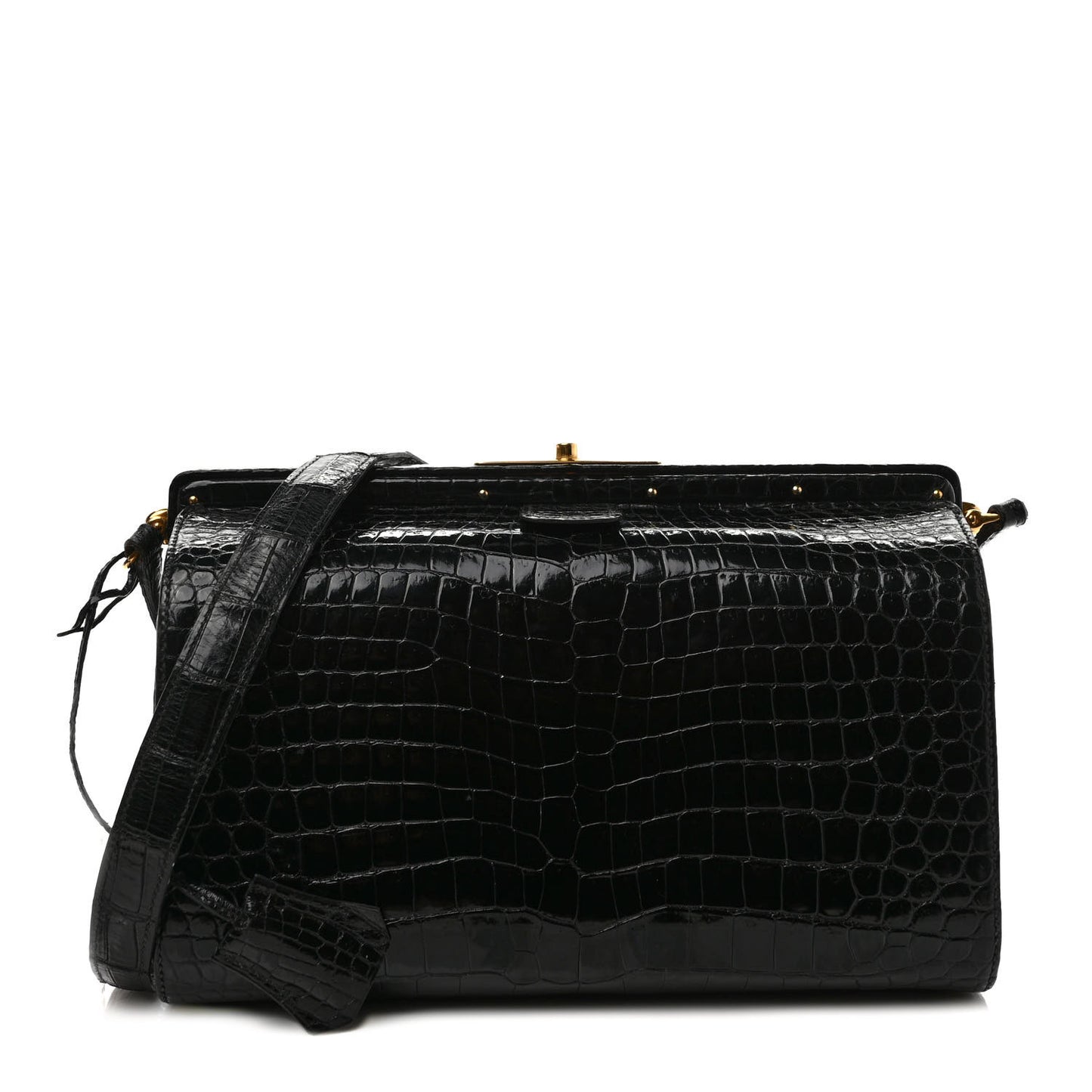 Shiny Crocodile Doctor Bag Black
