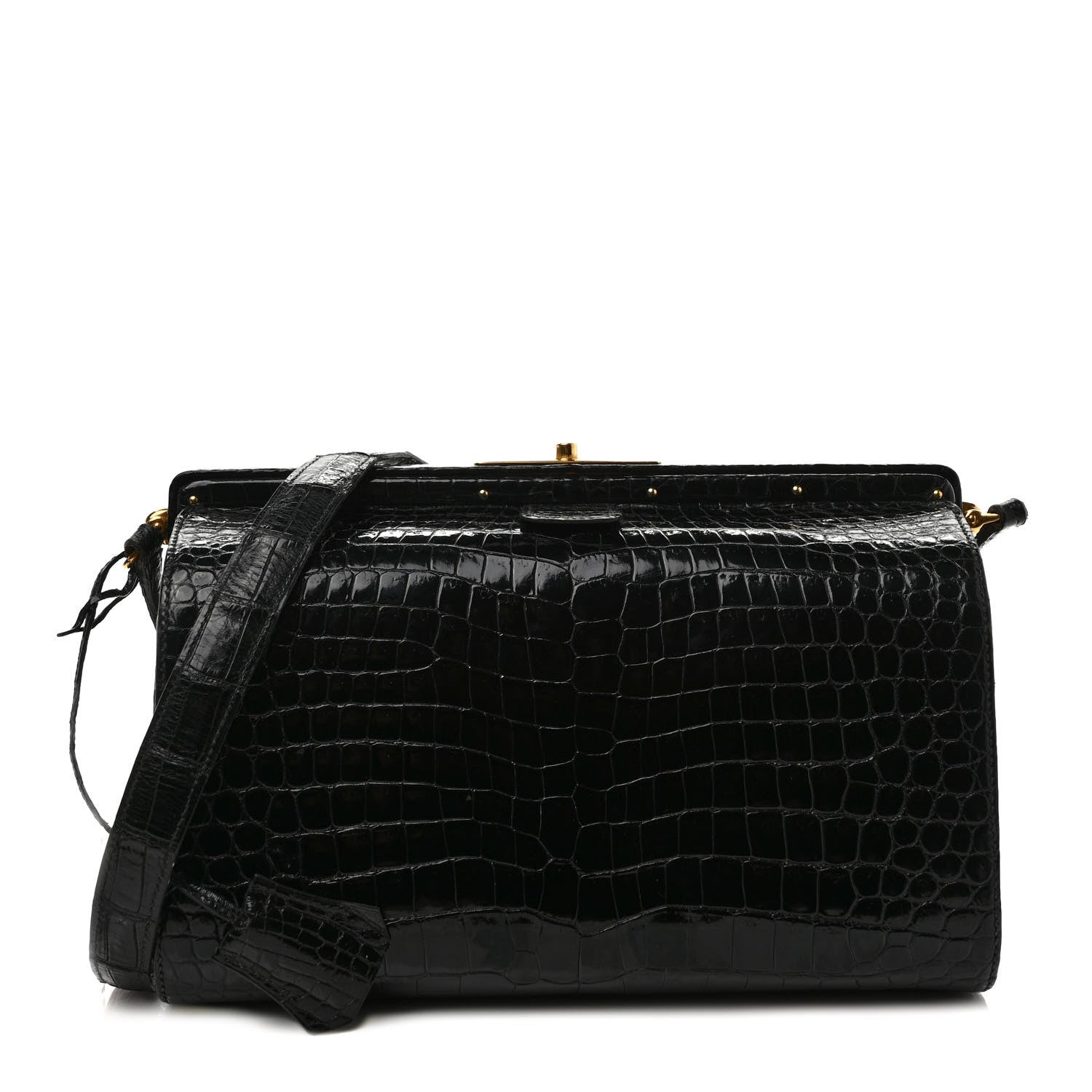 Hermes Shiny Crocodile Doctor Bag Black 1 of 10