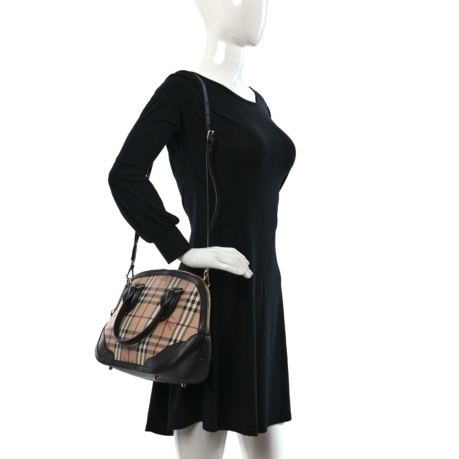 Burberry Haymarket Check Small Orchard Bowling Bag Chocolate 2 of 10