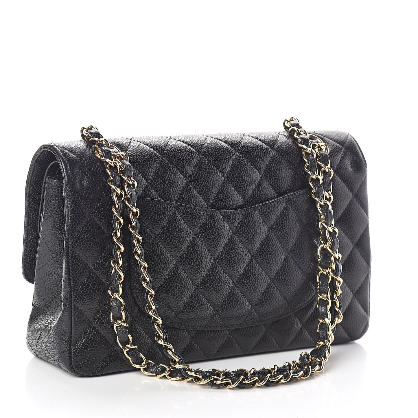 Caviar Quilted Medium Double Flap Black