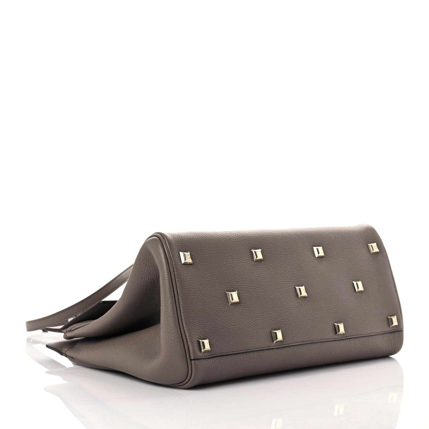 Salvatore Ferragamo Hammered Calfskin Medium Studio Bag Caraway Seed 4 of 9