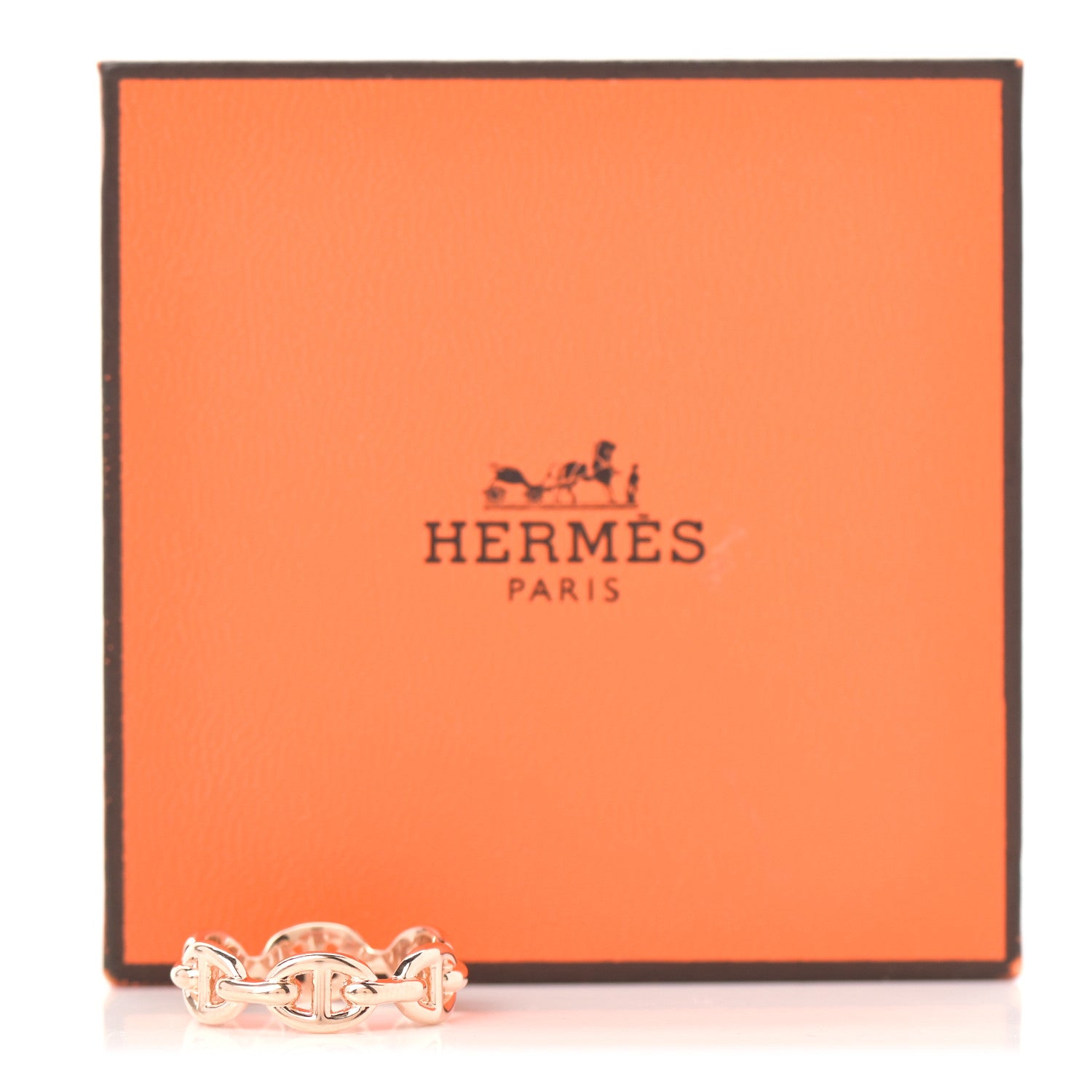 Hermes 18K Rose Gold PM Chaine D'Ancre Enchainee Ring 53 6.5 7 of 7