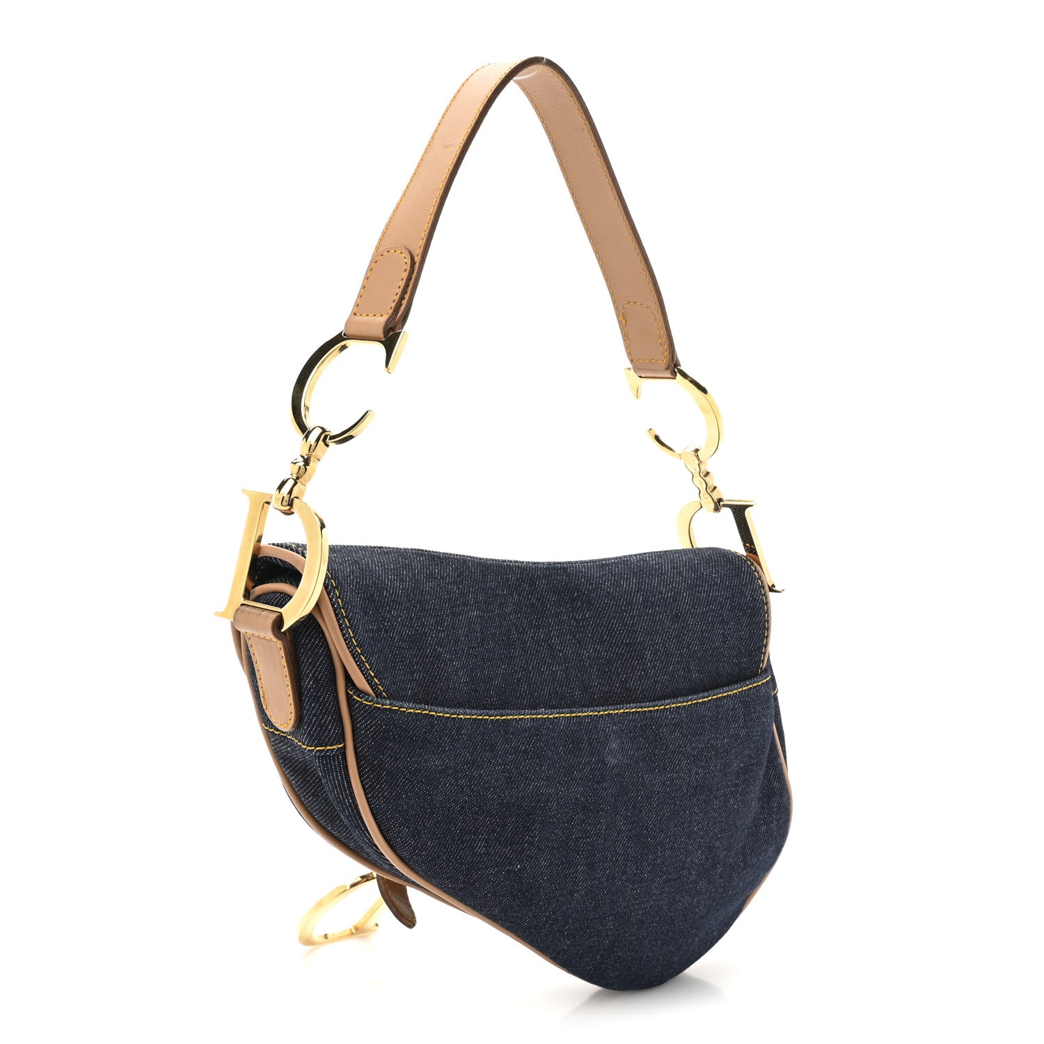 Christian Dior Denim Calfskin Saddle Bag Blue 3 of 12