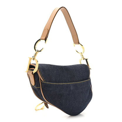 Christian Dior Denim Calfskin Saddle Bag Blue 3 of 12