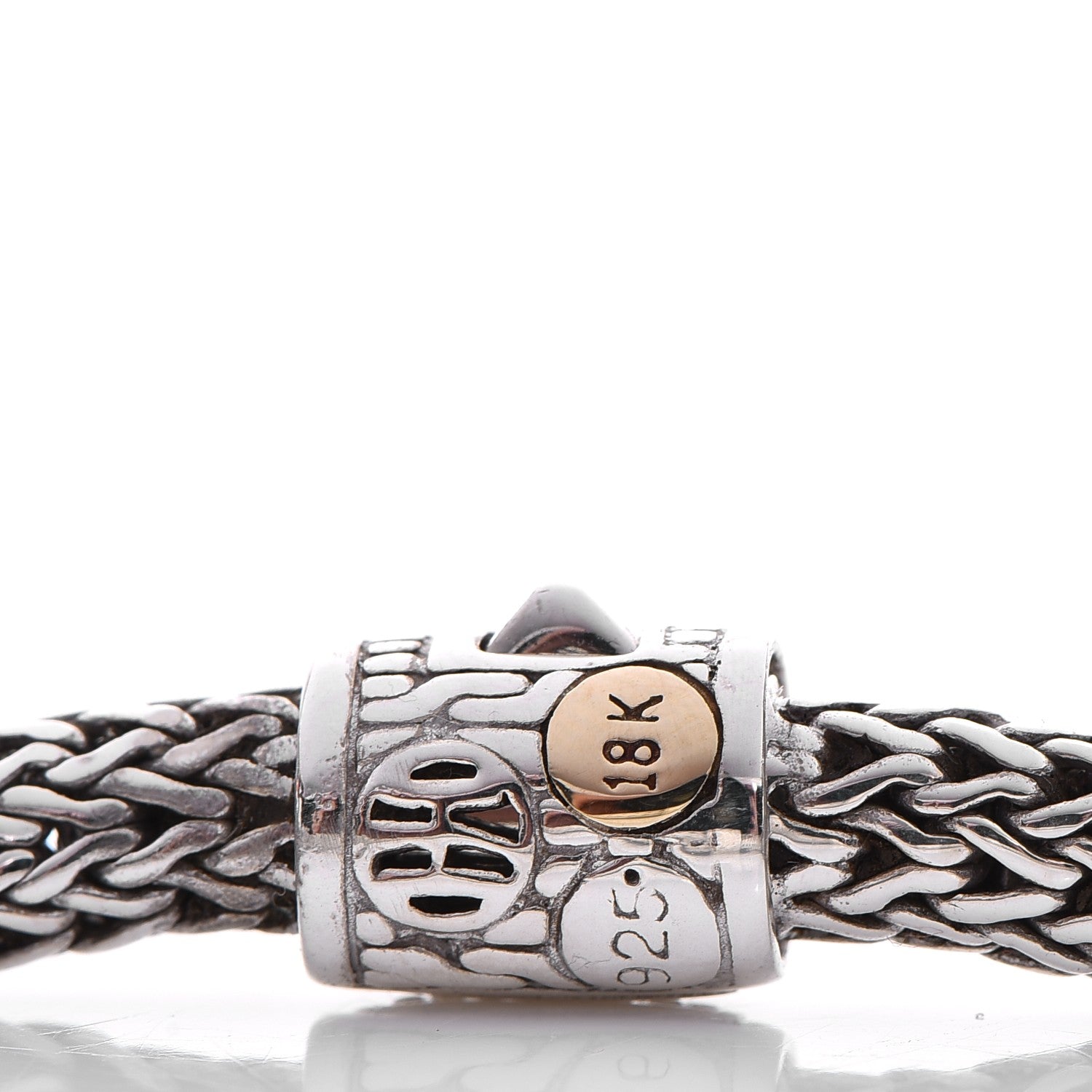 John Hardy Sterling Silver 18K Gold Pave Diamond Medium Classic Chain Station Clasp Bracelet 3 of 6