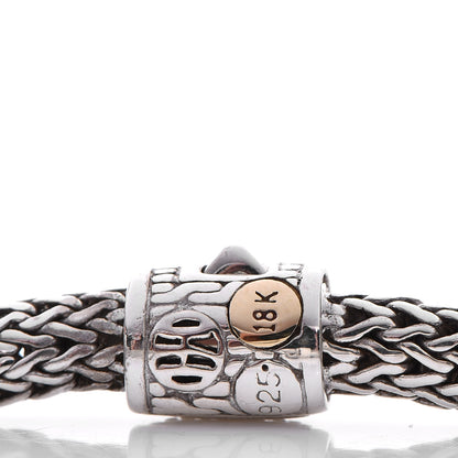 John Hardy Sterling Silver 18K Gold Pave Diamond Medium Classic Chain Station Clasp Bracelet 3 of 6