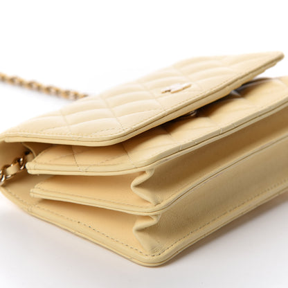 Chanel Lambskin Quilted Mini Wallet On Chain WOC Yellow 6 of 11
