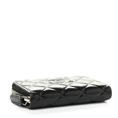 Chanel Lambskin Quilted Diamond CC Zip Around Coin Purse Black 4 of 7
