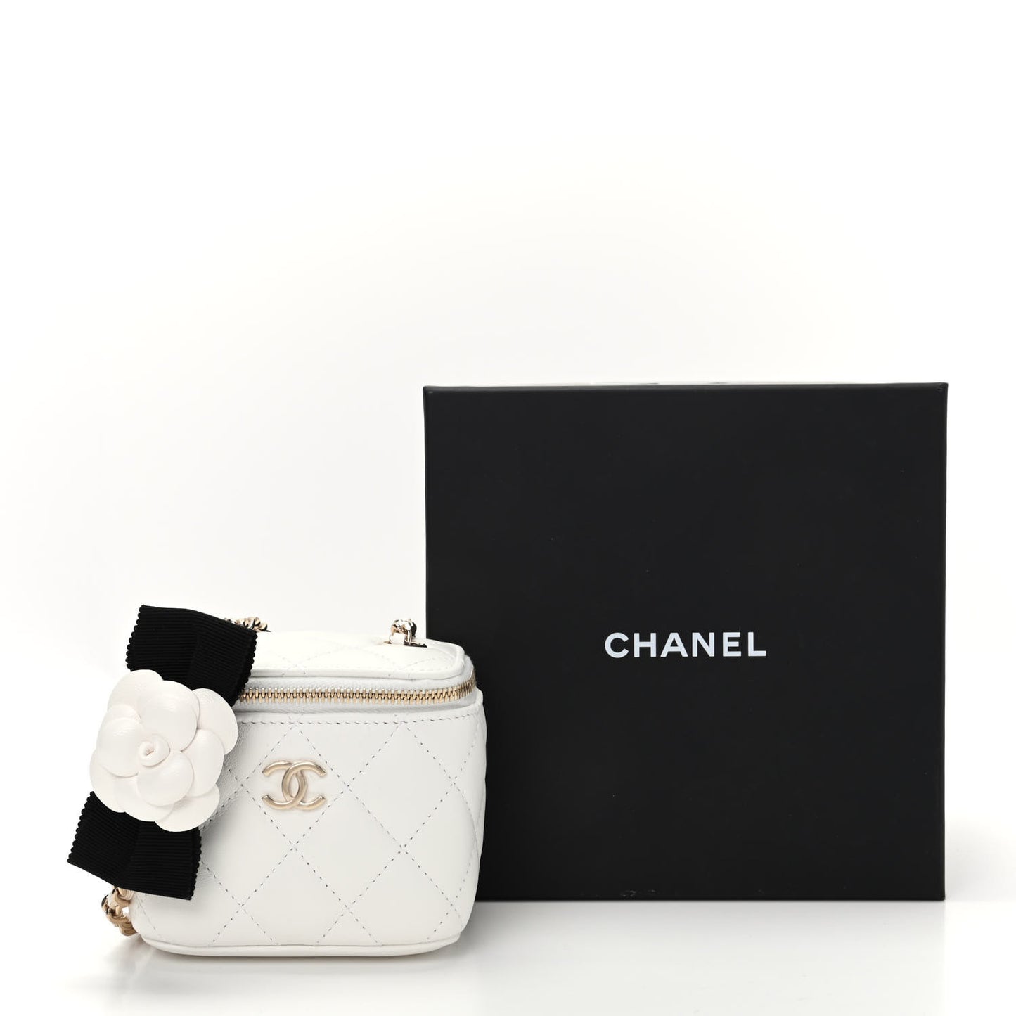 Lambskin Quilted My Chanel Lady Vanity Case With Chain White