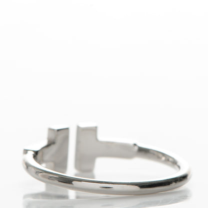 Tiffany 18K White Gold Diamond T Wire Ring 52 6 3 of 4