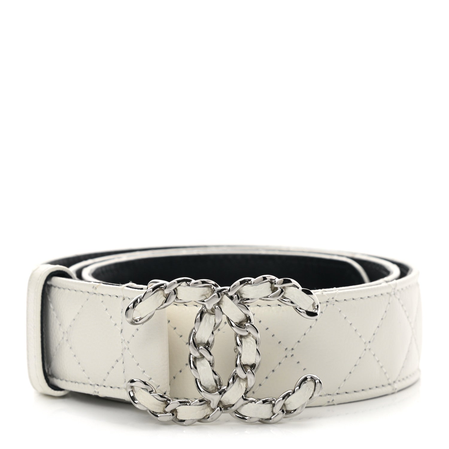 Chanel Caviar Quilted CC Chain Belt 75 30 White 1 of 8