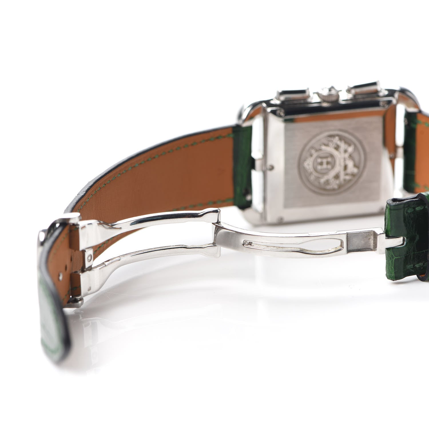 Hermes Stainless Steel Alligator 31mm Cape Cod Chrono Quartz Watch Vert Moyen 5 of 6