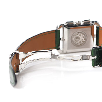 Hermes Stainless Steel Alligator 31mm Cape Cod Chrono Quartz Watch Vert Moyen 5 of 6