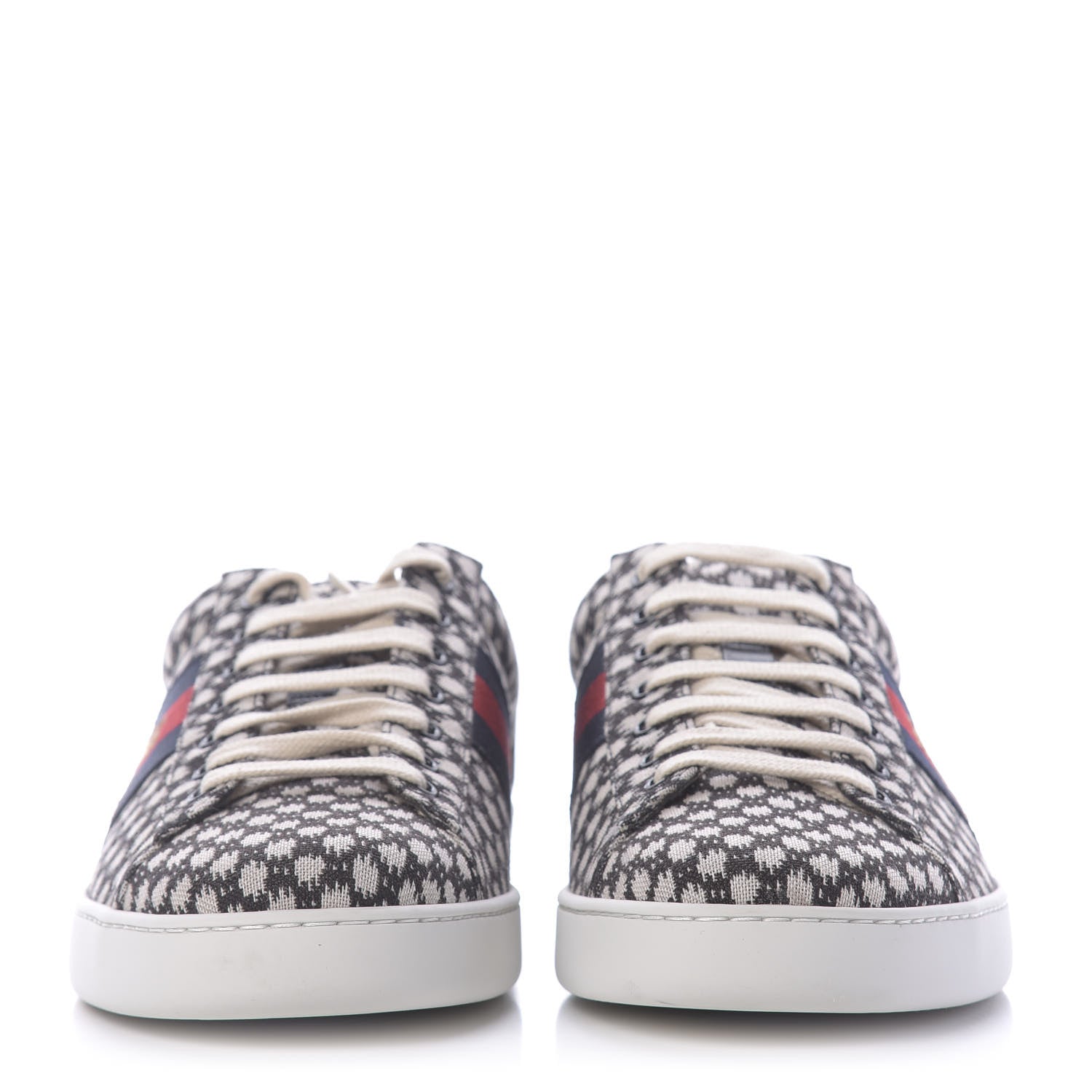 Gucci Jacquard Bee Embroidered Mens Ace Sneakers 12 Black Ivory 2 of 11