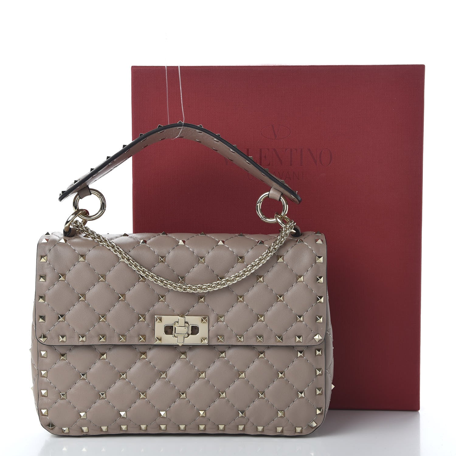 Valentino Garavani Lambskin Medium Rockstud Spike Shoulder Bag Poudre 10 of 10