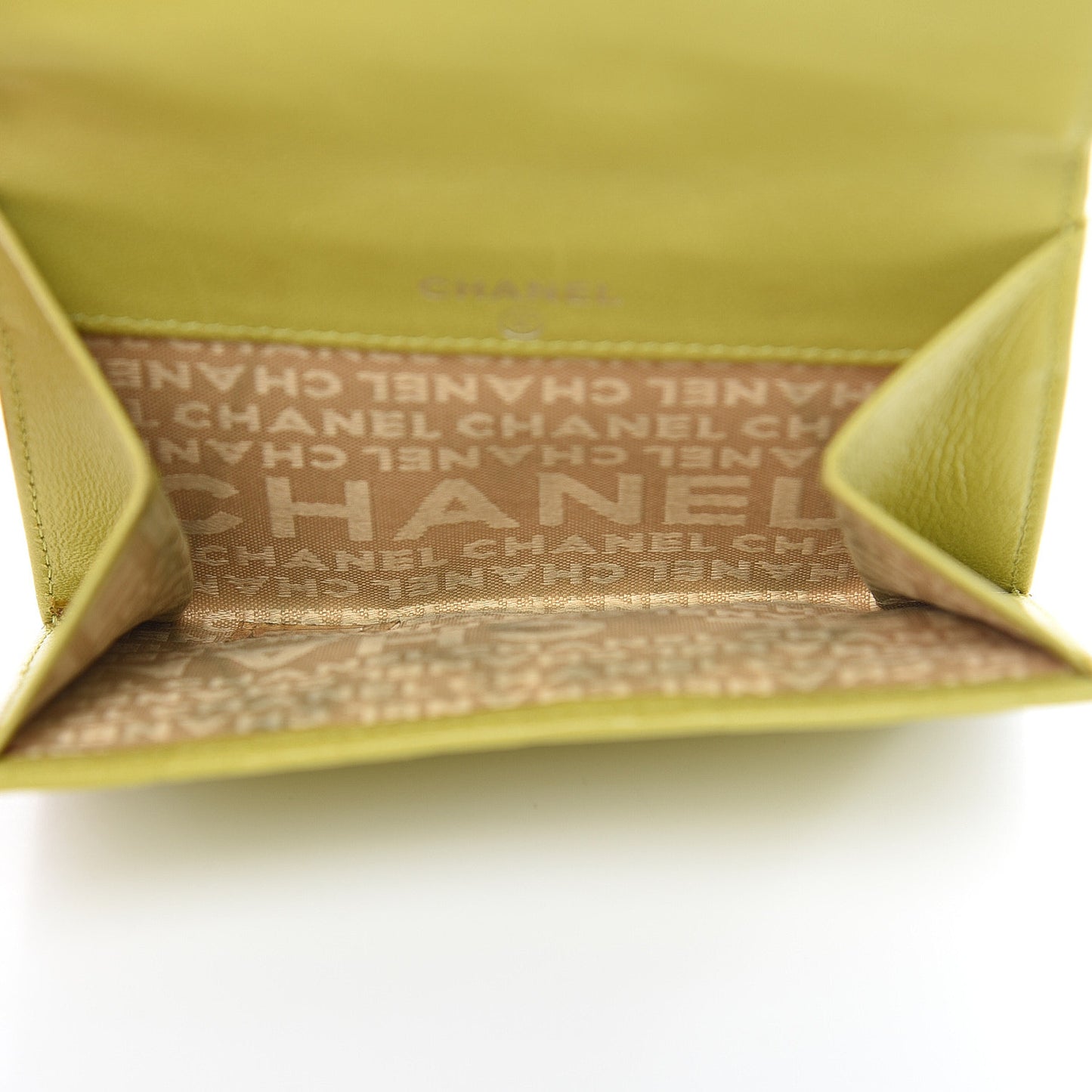 Lambskin Precious Symbols French Flap Wallet Chartreuse