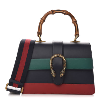 Gucci Moon Calfskin Bamboo Web Medium Dionysus Top Handle Bag Blue Emerald Hibiscus Red 1 of 10