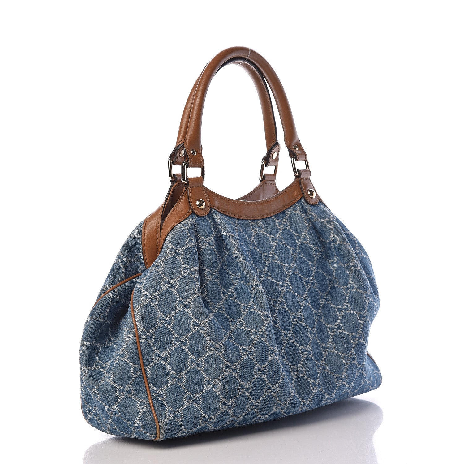Gucci Denim Monogram Medium Sukey Tote Blue 3 of 20