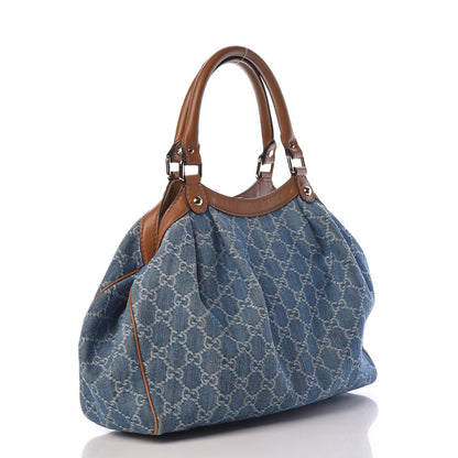 Gucci Denim Monogram Medium Sukey Tote Blue 3 of 20
