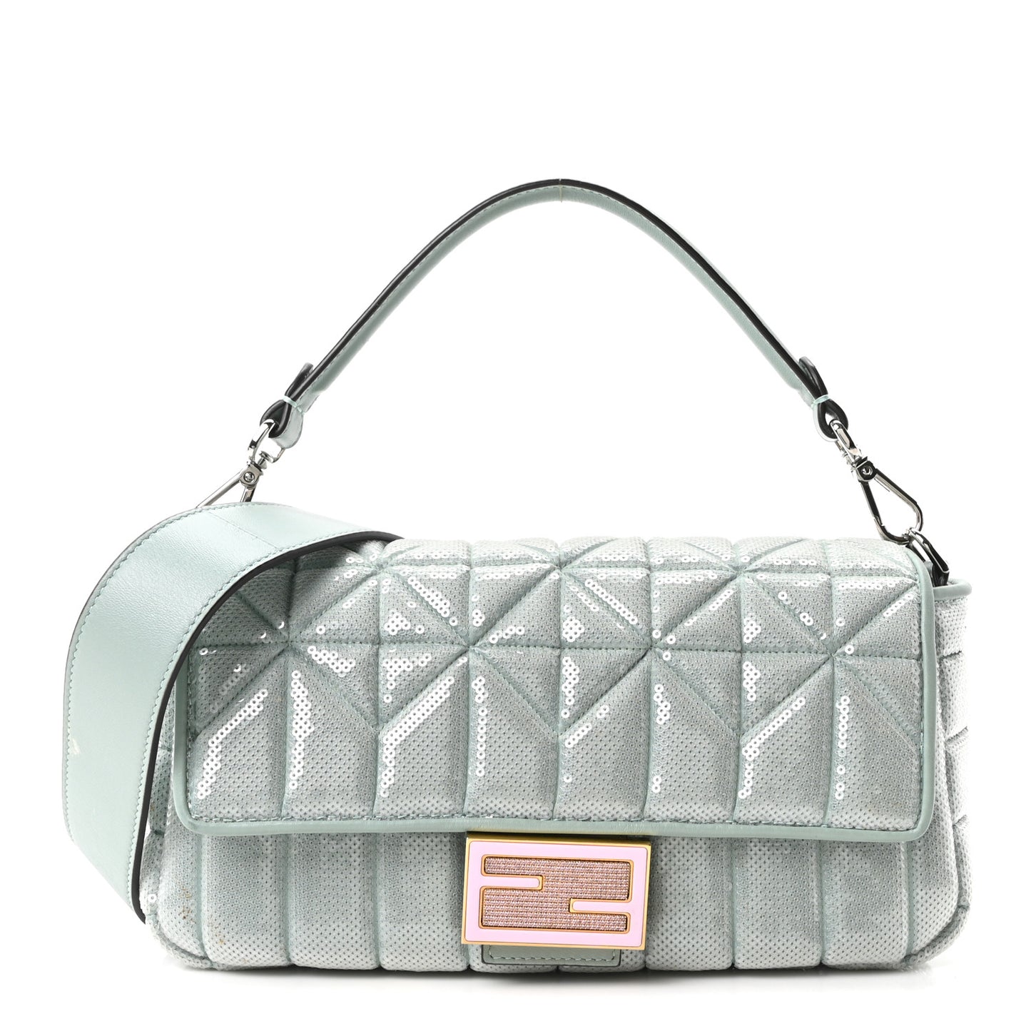 Sequin Paillettes Nappa Baguette Light Blue