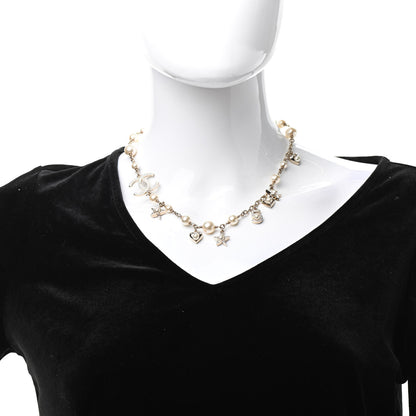 Chanel Crystal Pearl Star CC Short Necklace Silver 2 of 7