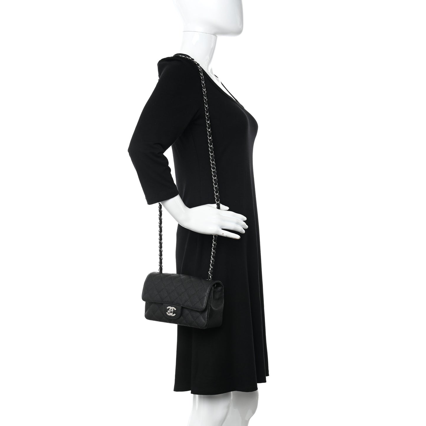 Caviar Quilted Mini Rectangular Flap Black