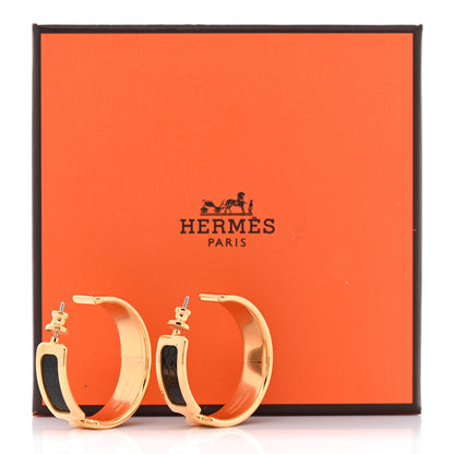 Hermes Lizard Olympe Earrings Black 6 of 6