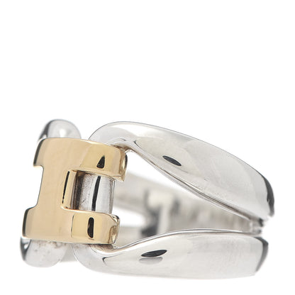 Hermes Sterling Silver 18K Yellow Gold H Ring 52 6 3 of 6