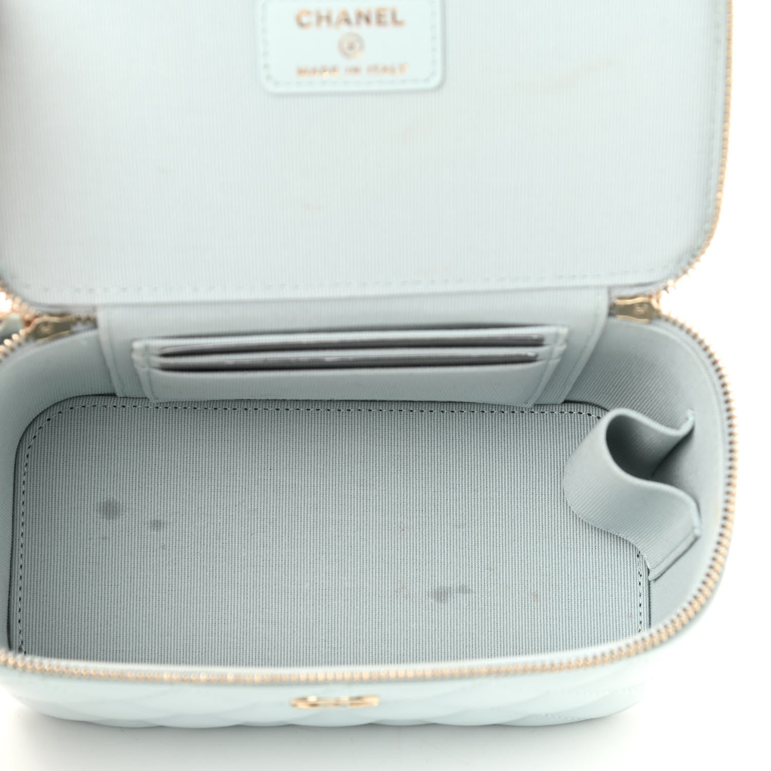 Chanel Lambskin Quilted Small Top Handle Vanity Case With Chain Light Blue 6 of 13