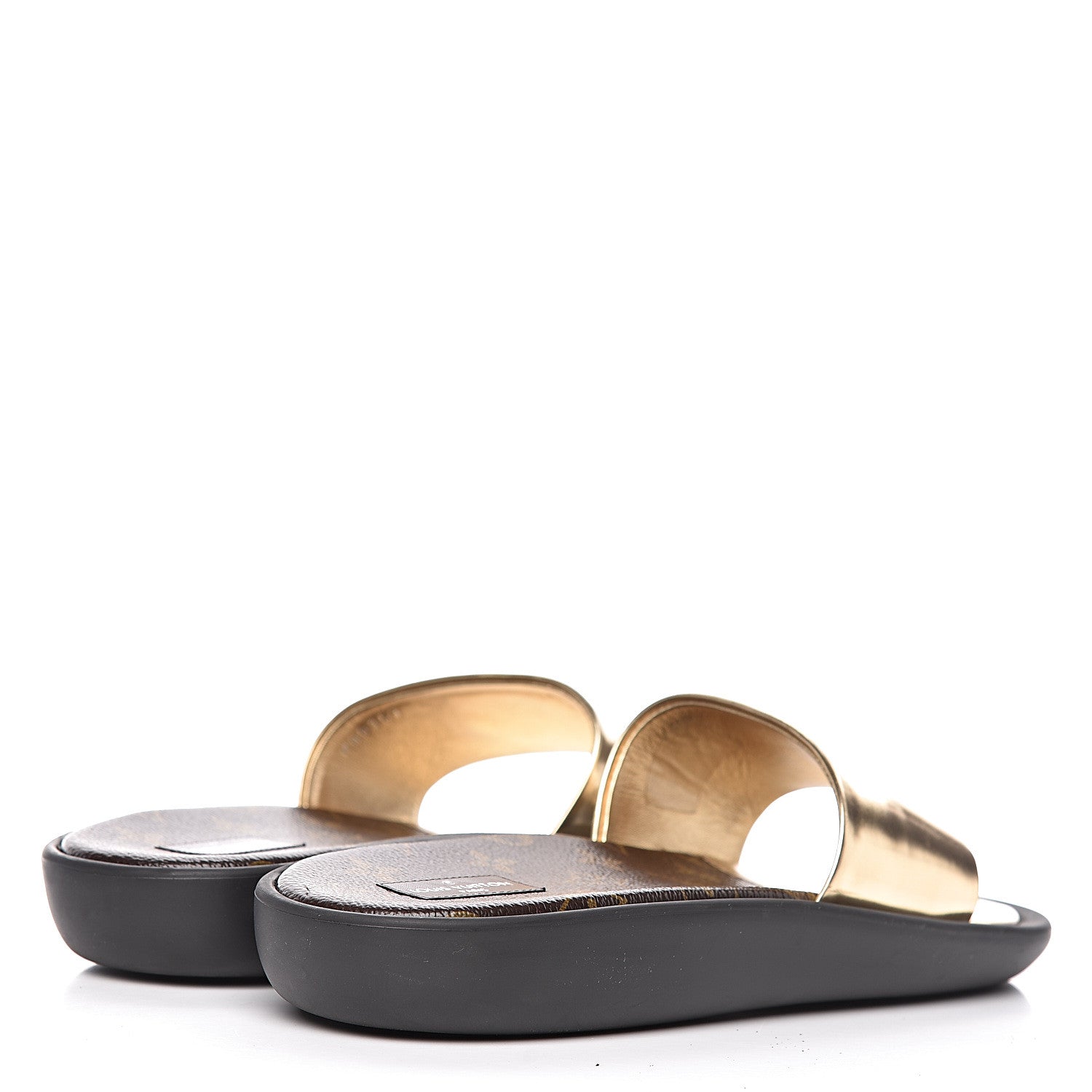 Louis Vuitton Calfskin Monogram Metallic Sunbath Slide Sandals 40 Gold 4 of 12