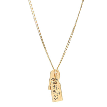 Chanel ID Dog Tag Charm Necklace Gold 1 of 5