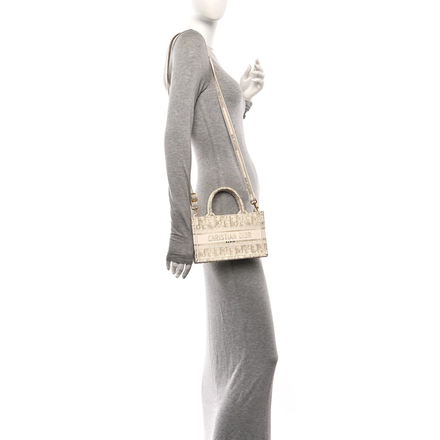 Oblique Mini Book Tote With Strap Gold Multicolor