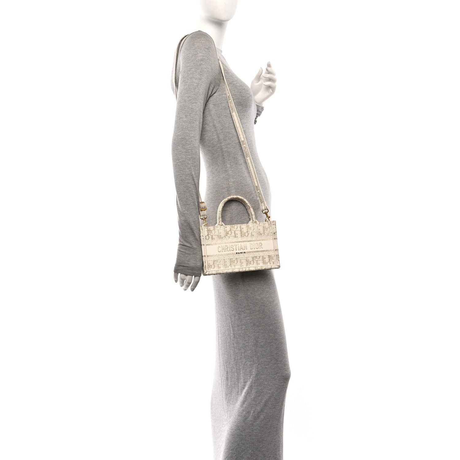 Christian Dior Oblique Mini Book Tote With Strap Gold Multicolor 2 of 11