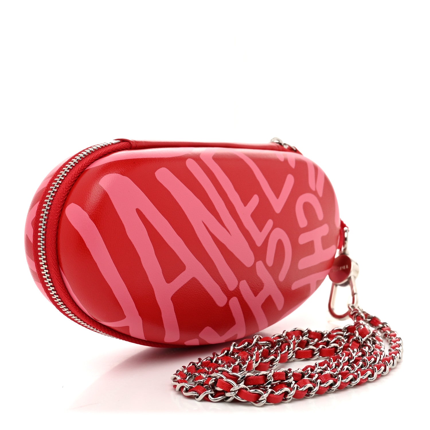 Chanel Lambskin Printed Coco Neige Glasses Case with Chain Pink 3 of 7