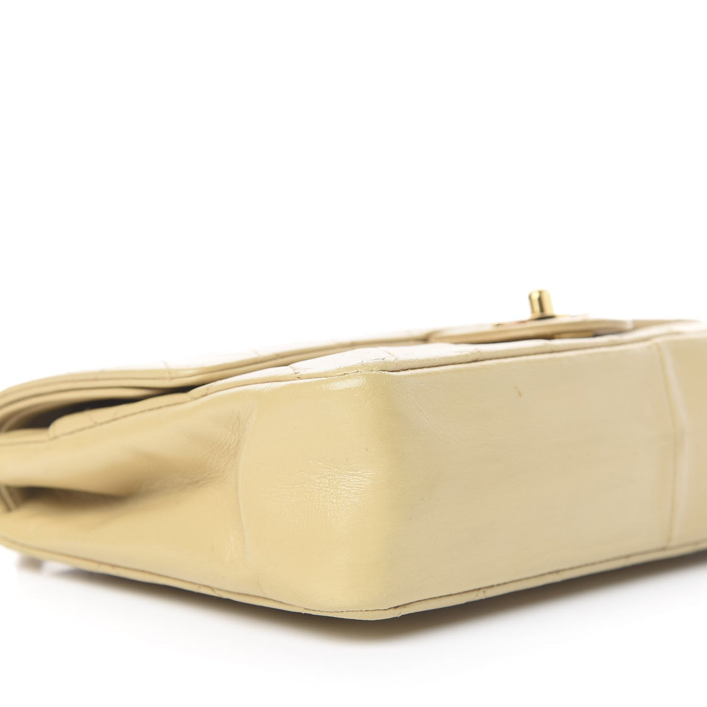 Lambskin Quilted Medium Double Flap Beige