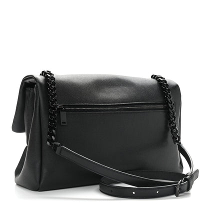 Saint Laurent Grain De Poudre Medium West Hollywood Monogram Fold-Over Black 3 of 12