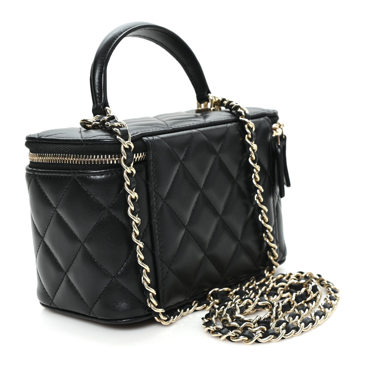 Chanel Lambskin Quilted Small Top Handle Vanity Case With Chain Black 3 of 12
