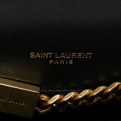 Saint Laurent Nappa Patent Calfskin Two-Toned Small Monogram Kate Satchel Alabastro Black 7 of 8