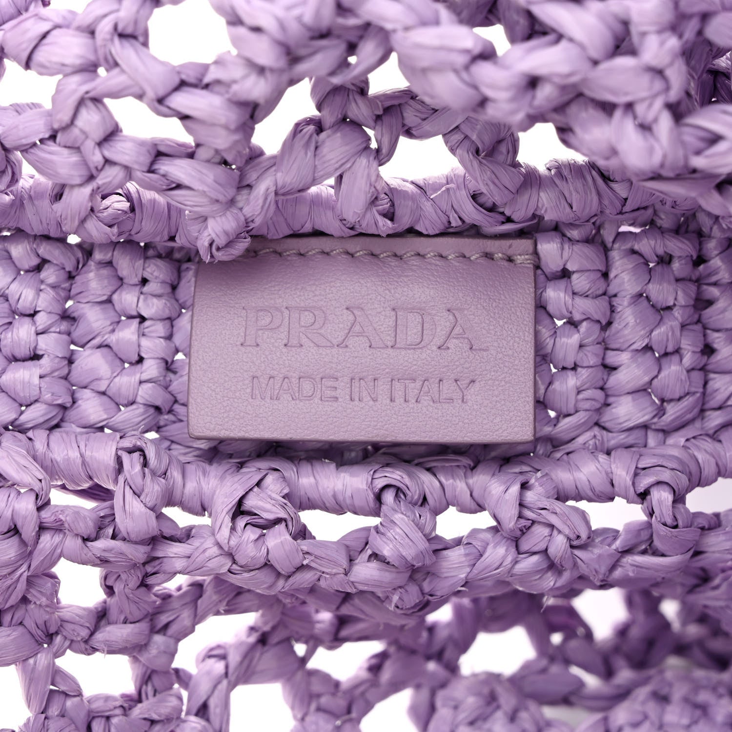 Prada Yarn Raffia Effect Crochet Logo Embroidered Tote Bag Lilium 6 of 9