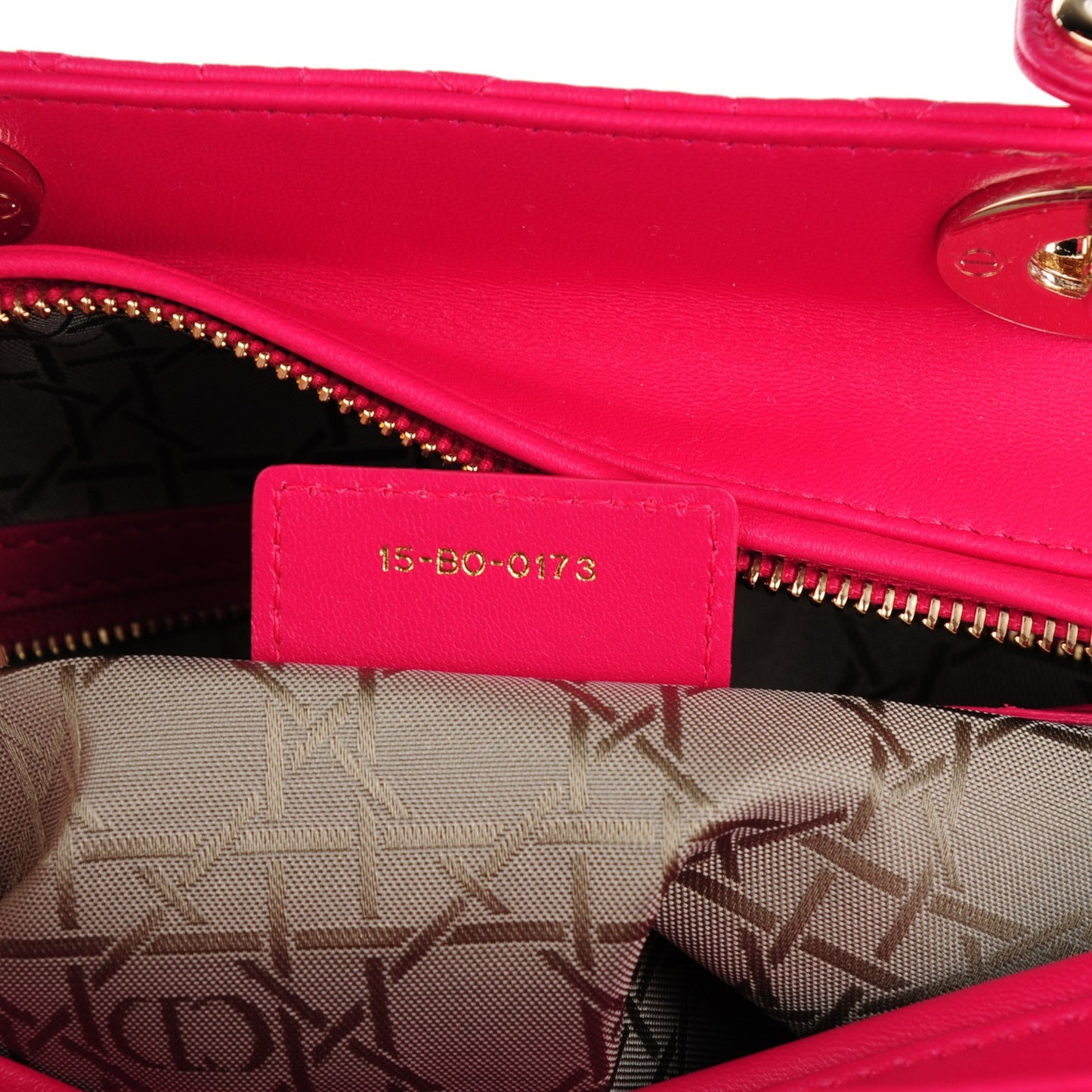 Lambskin Cannage Large Lady Dior Fuchsia