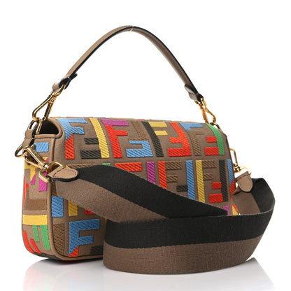 Fendi Canvas Vitello King FF Multicolor Embroidered Baguette Multicolor Cuoio 3 of 10