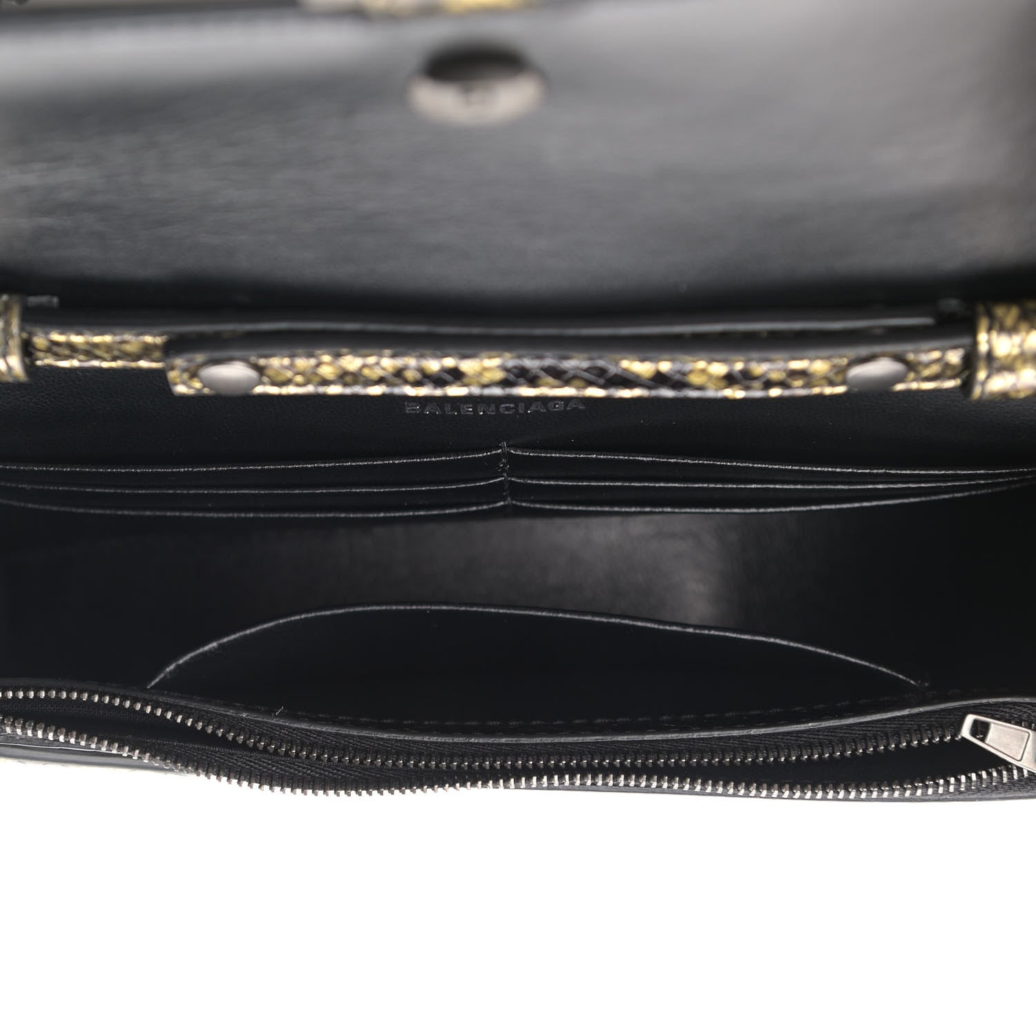 Balenciaga Metallic Calfskin Snake Effect Hourglass Chain Bag Gold Black 5 of 8