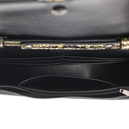 Balenciaga Metallic Calfskin Snake Effect Hourglass Chain Bag Gold Black 5 of 8