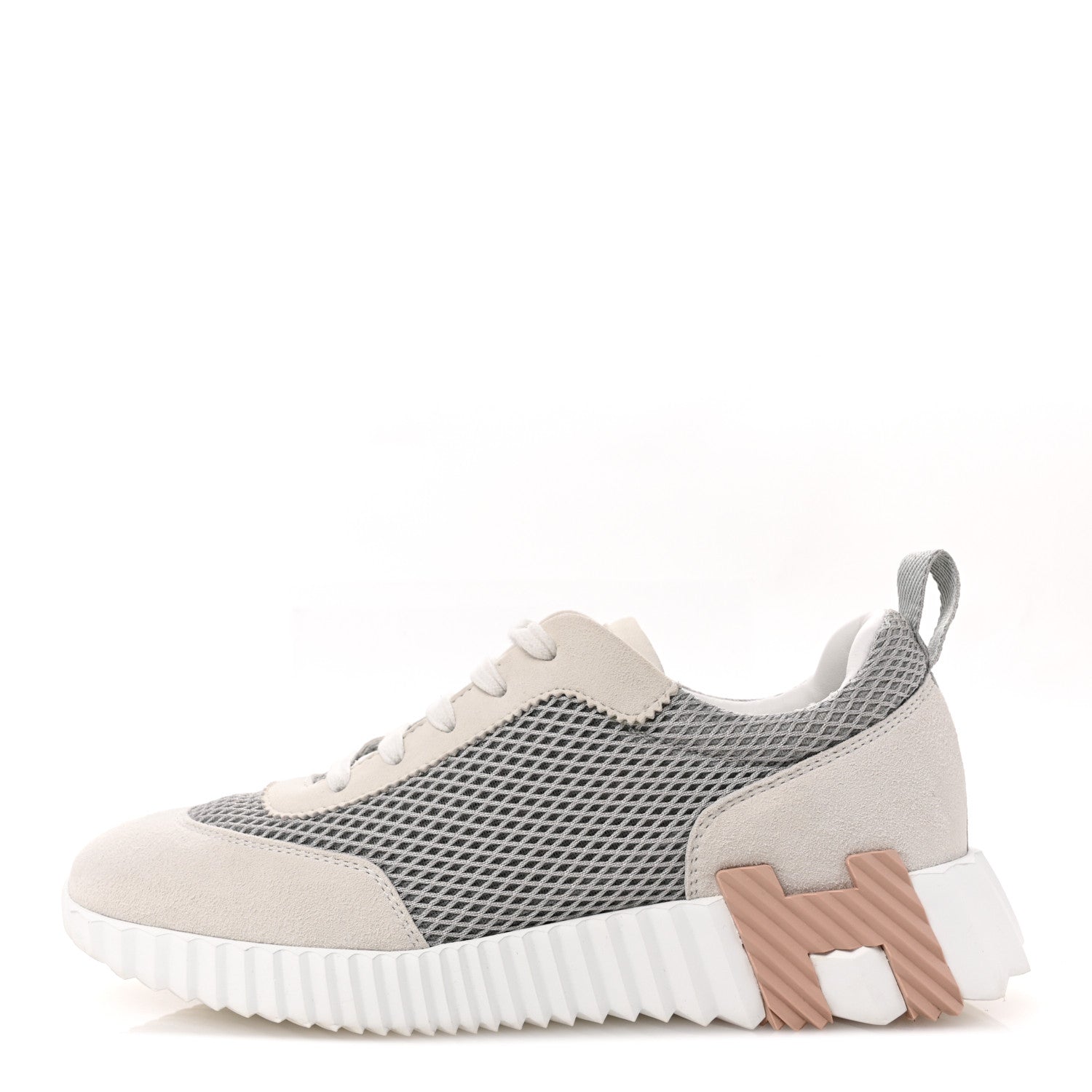 Hermes Air Mesh Suede Goatskin Bouncing Sneakers 38 Gris Lulea White 1 of 10
