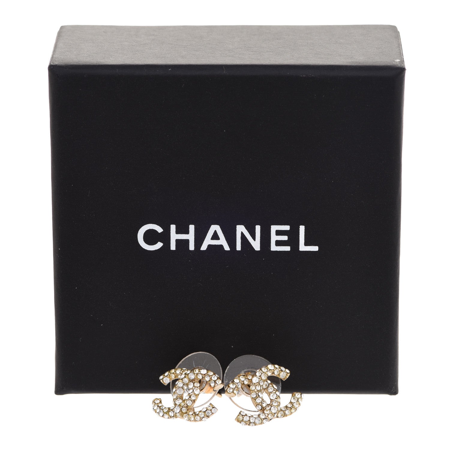 Chanel Crystal Timeless CC Earrings Light Gold 5 of 5