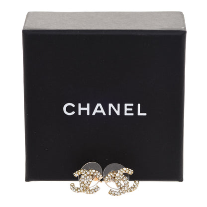 Chanel Crystal Timeless CC Earrings Light Gold 5 of 5
