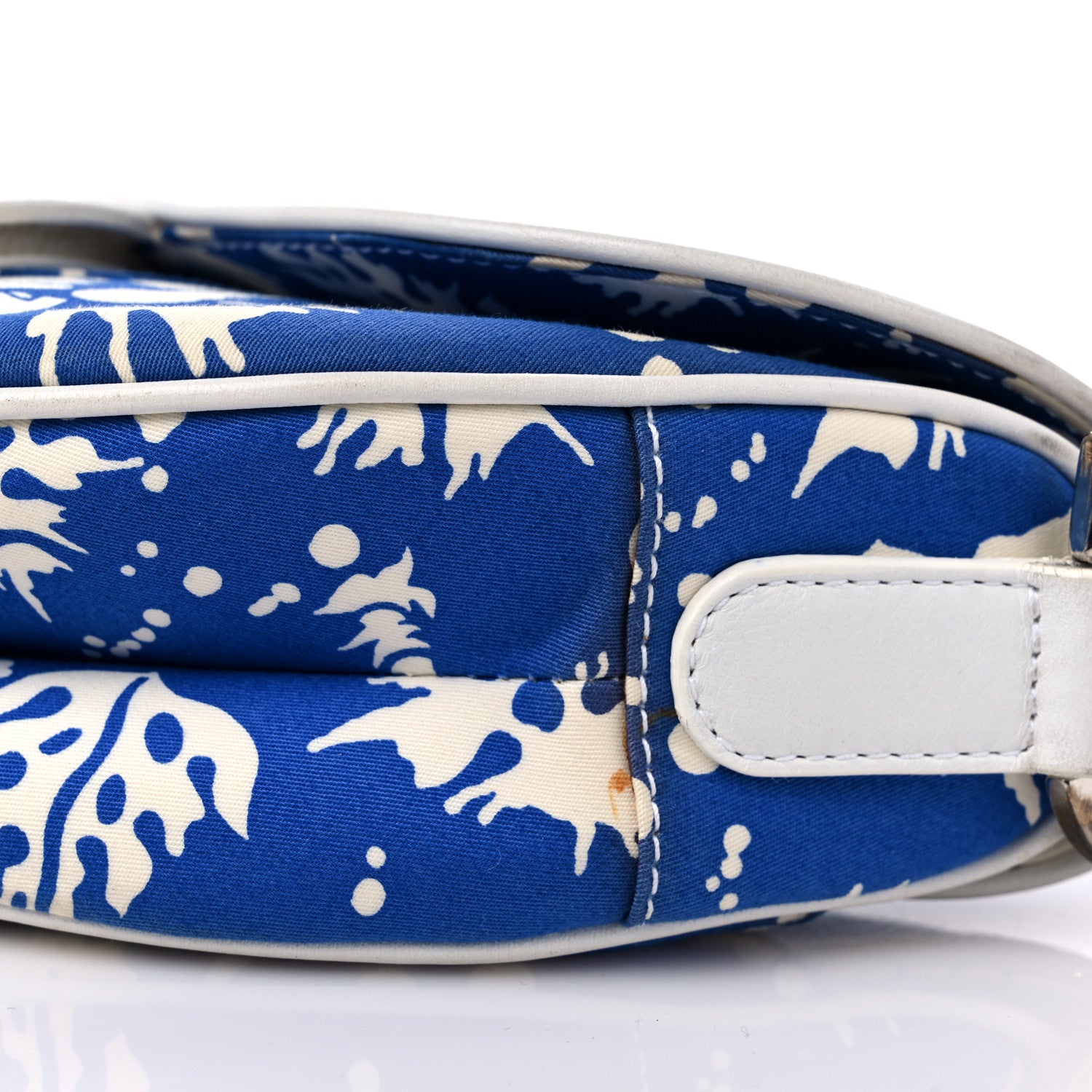 Christian Dior Canvas Hibiscus Surf Chick Saddle Bag Blue White 12 of 16