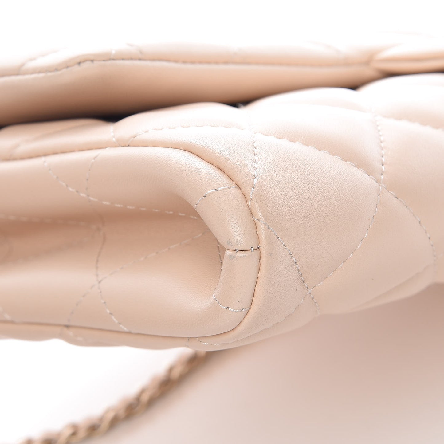 Lambskin Quilted Clutch With Chain Flap Beige Clair
