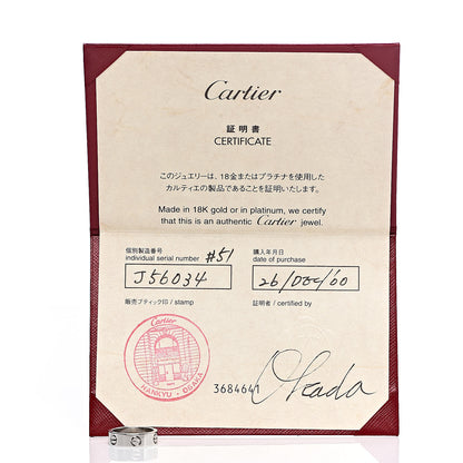 Cartier 18K White Gold 5.5mm LOVE Ring 51 5.75 5 of 5