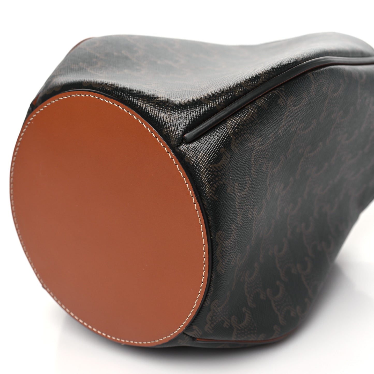 Triomphe Canvas Calfskin Marlou Bucket Bag Tan